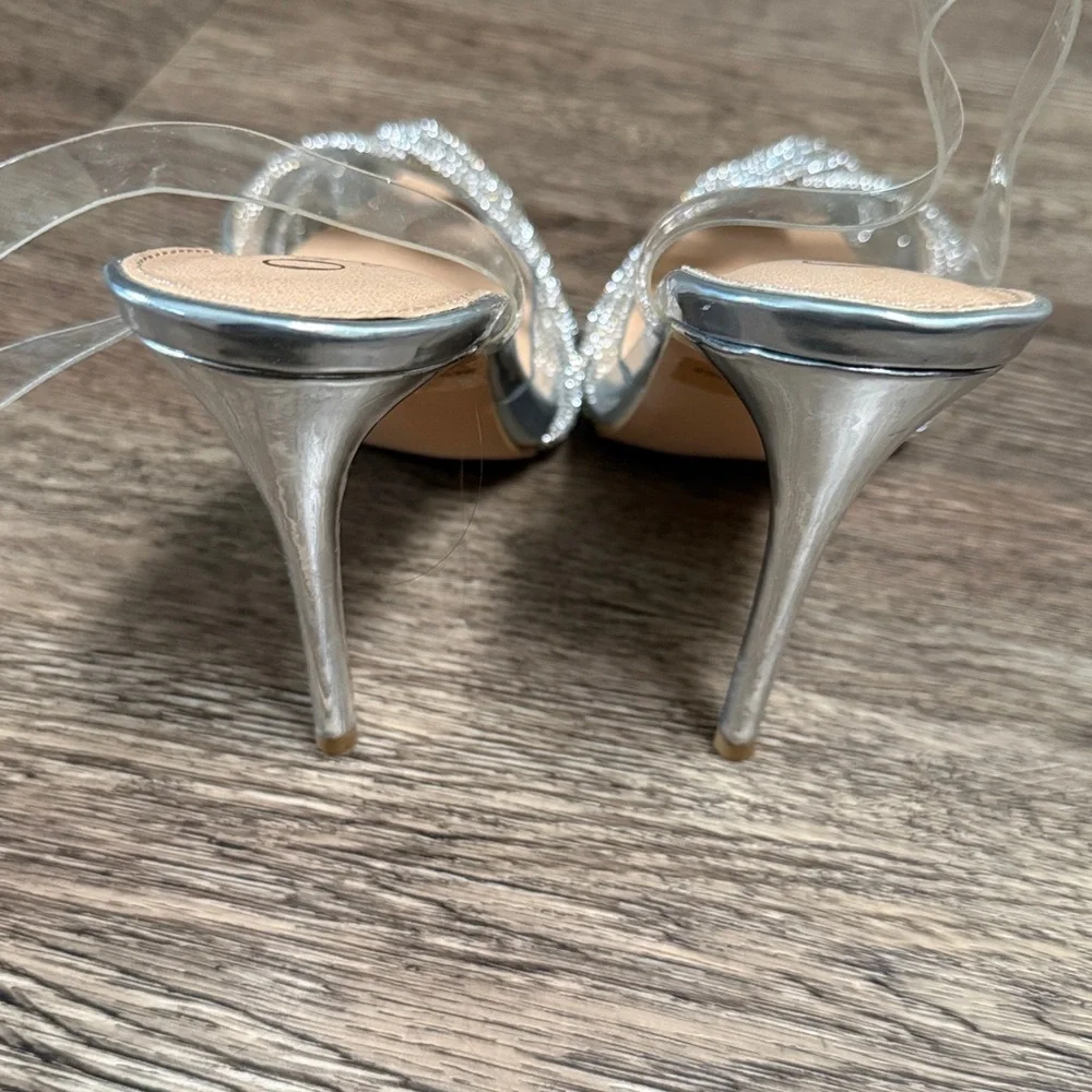 Olivia Jaymes Rhinestone Plastic Metalic Strappy Sandals - Picture 4 of 4